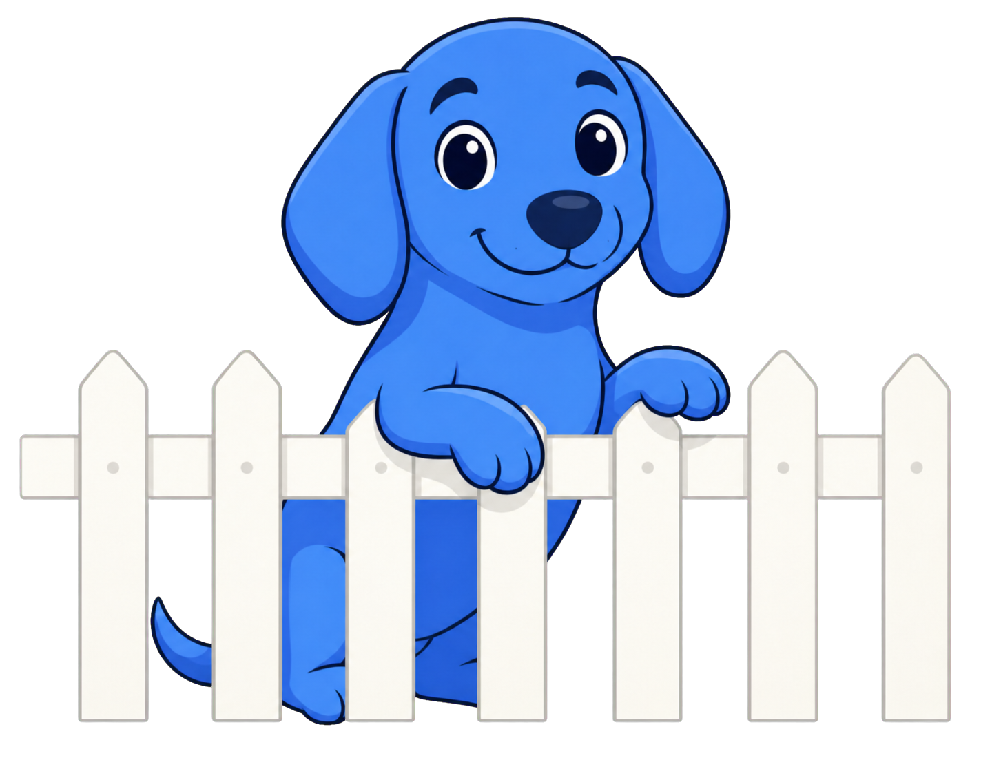 Dash, the AI puppy, safely behind a fence