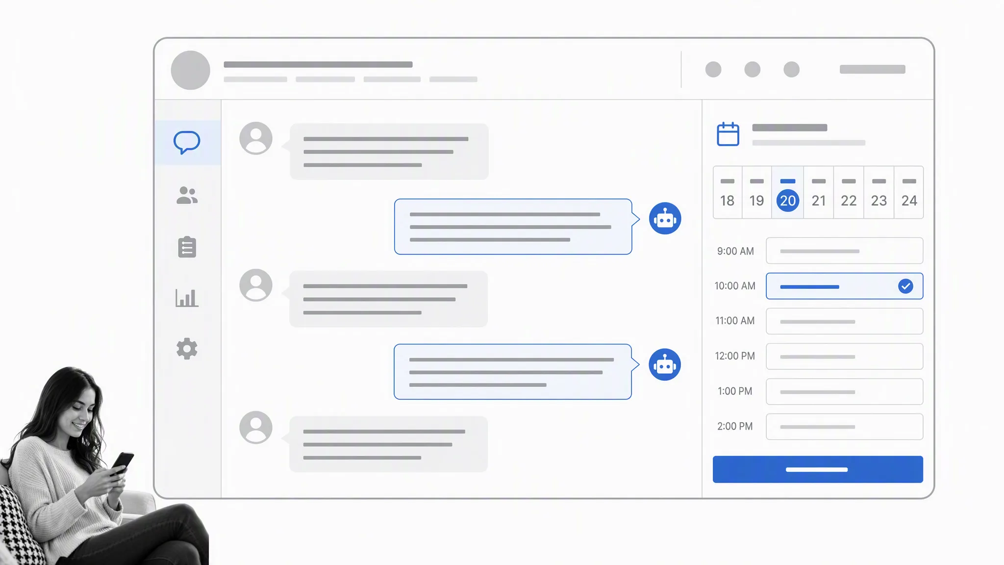A multi channel resident and prospect conversation console with automated replies