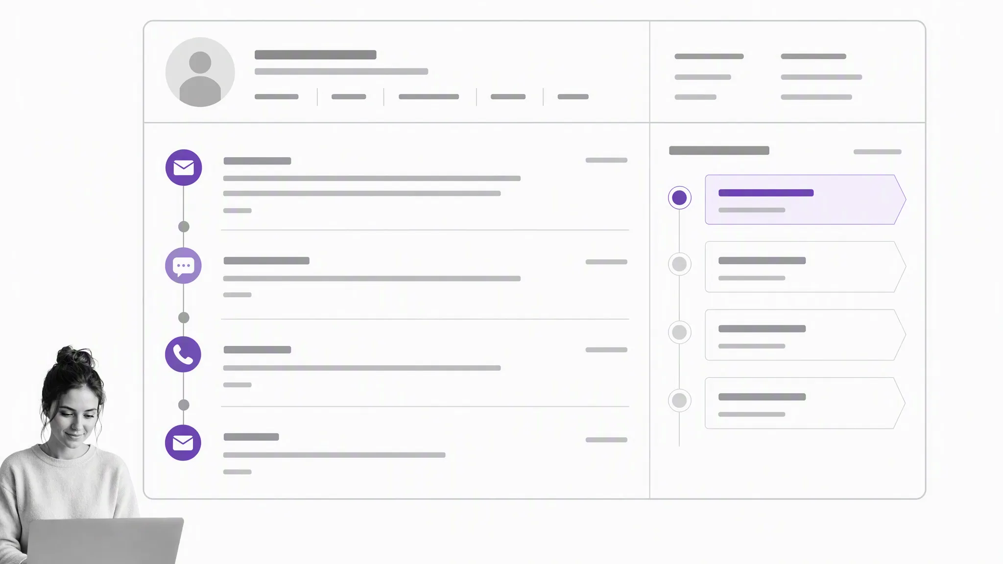 A unified renter record beside a prospect pipeline column